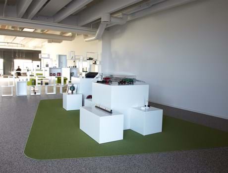 afpasset Fraster tæppe grøn på kontor